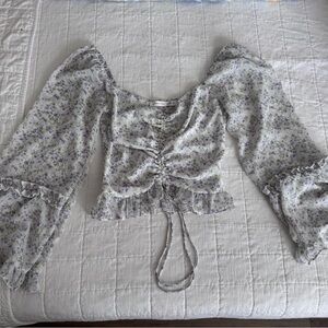 Altar'd State Cream Top with Lavender Floral Print